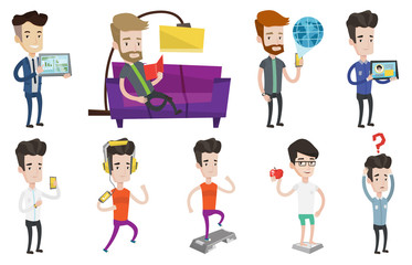 Vector set of people using modern technologies.