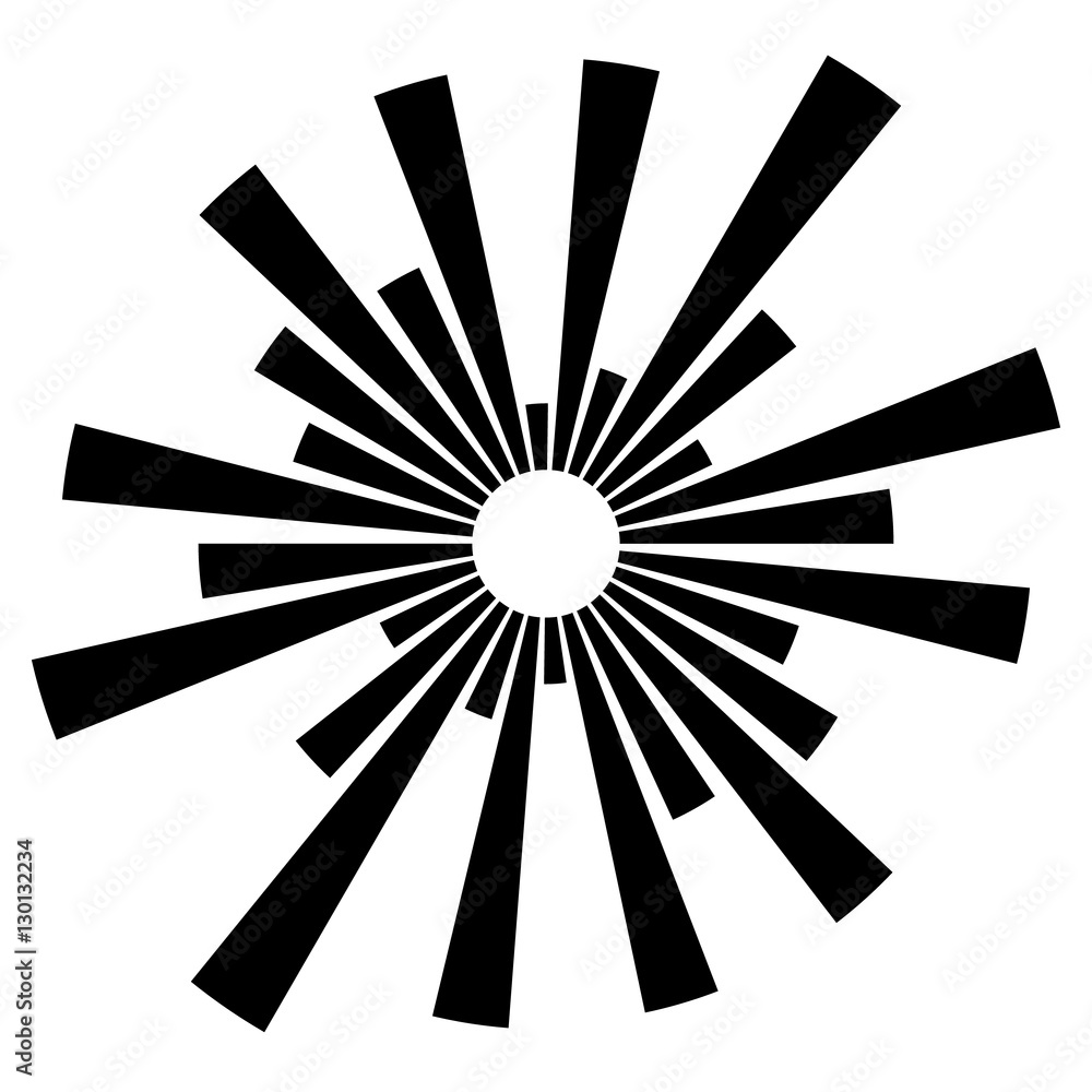 Leinwandbilder Circular element with radiating lines. Radial circle shape. Abst