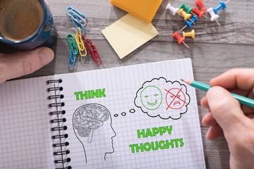 Happy thoughts concept on a notepad