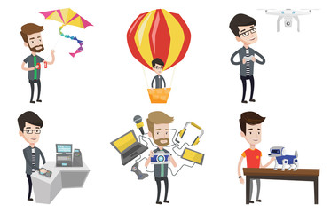 Vector set of people using modern technologies.