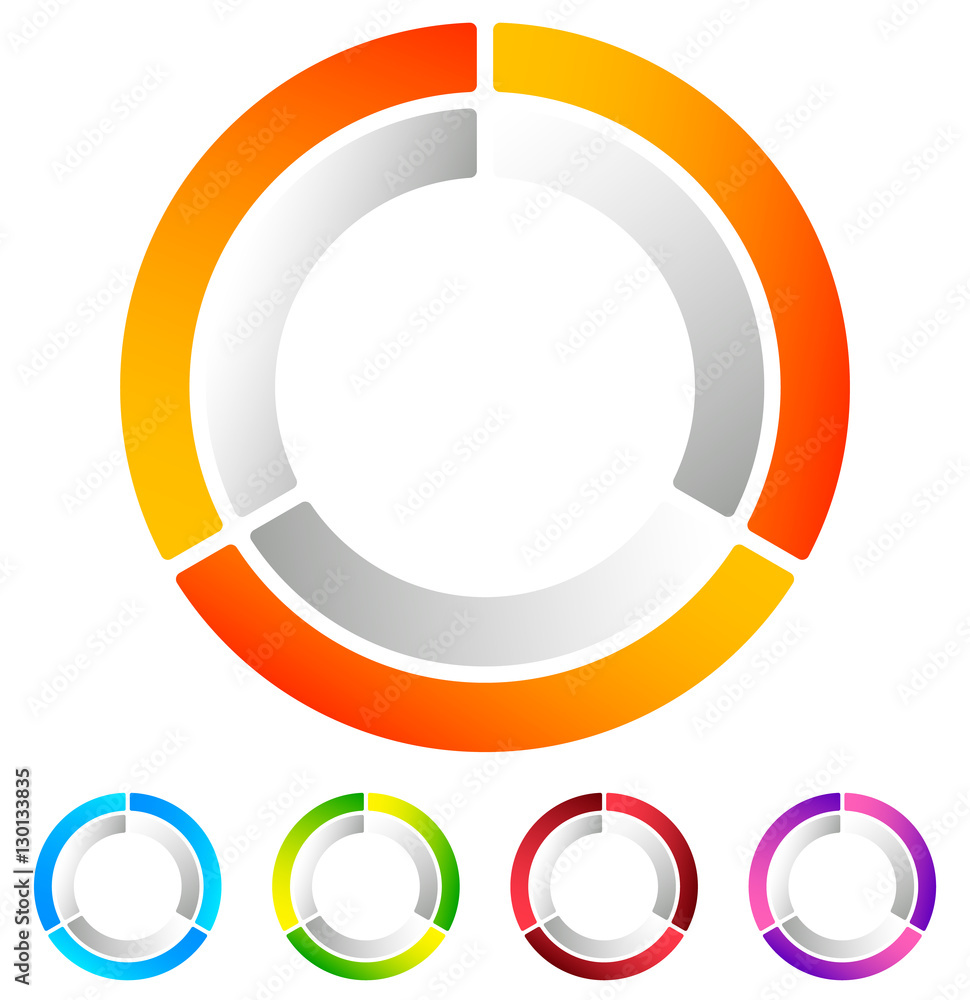 Poster segmented circle abstract icon. circular geometric logo, icon in