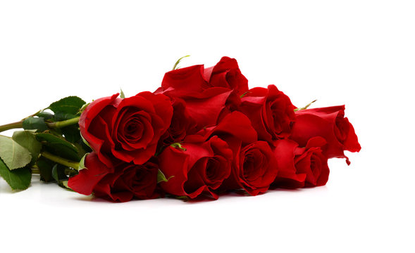 red rose bouquet isolated on white background