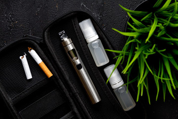 concept - dangers of smoking and electronic cigarette top view