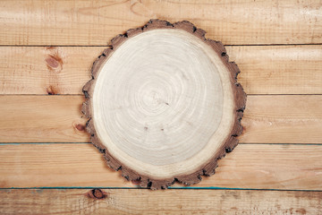 Circle board on wooden table