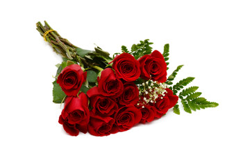 Obraz premium red rose bouquet isolated on white background
