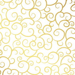 Fototapeta na wymiar Abstract vector pattern with random curls in gold.