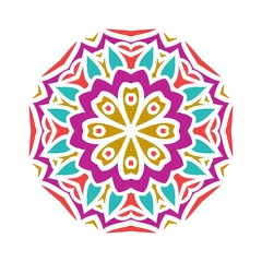 Kaleidoscope big bud. Oriental pattern illustration. Flower background