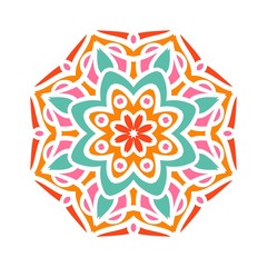 Kaleidoscope big bud. Oriental pattern illustration. Flower background