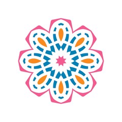 Kaleidoscope big bud. Oriental pattern illustration. Flower background