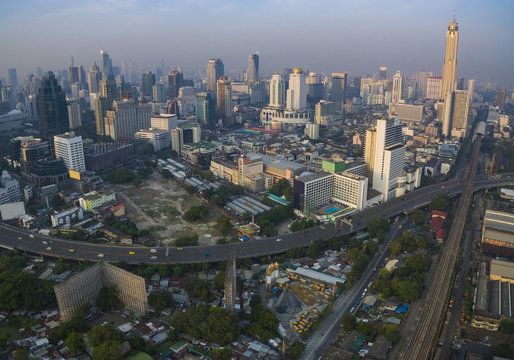 aerial view of bangkok thailand capital skyline in heart of busi