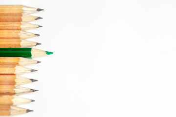 concept selection options with pencils on white background top view