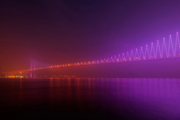 15 July Martyrs - Bosphorus bridge at night in fog
