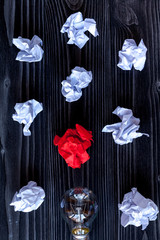 concept idea inspiration on dark wooden background top view
