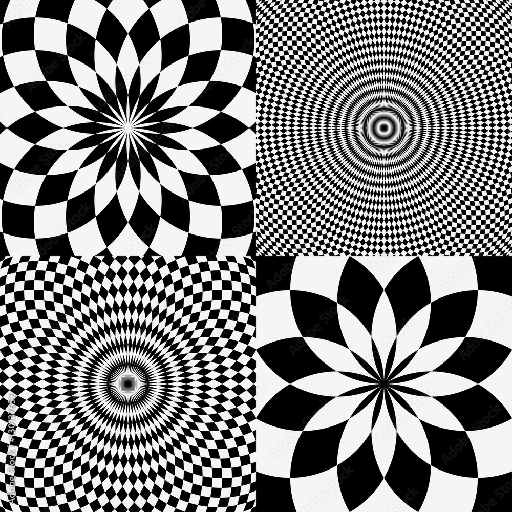 Leinwandbilder elements with checkered marble-like circular pattern. concentric
