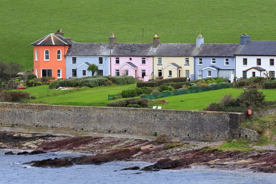 Row of cottages at Roches Point, Whitegate Village, County Cork, Munster, Republic of Ireland