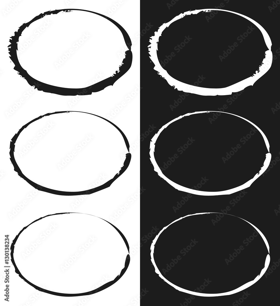 Poster grungy circle element set - circles with smudged, smeared paint