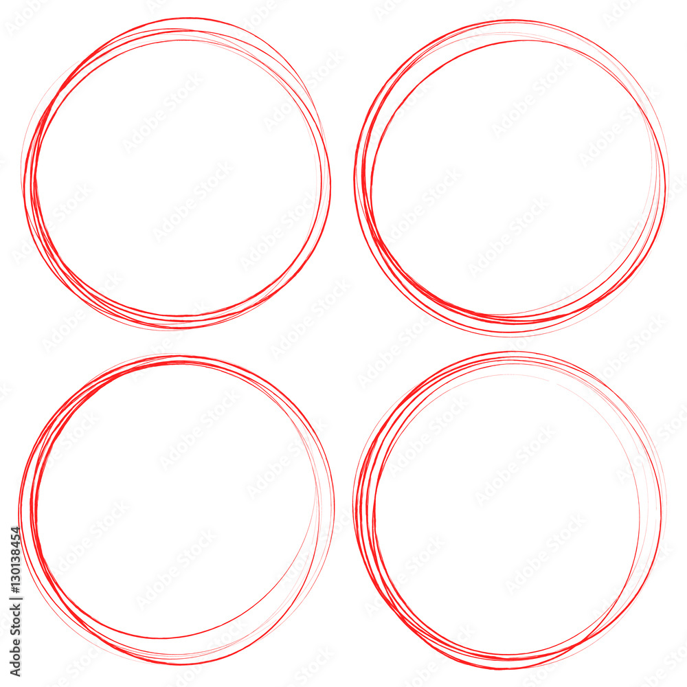 Poster Grungy circle elements. Textured, smeared sketchy circles for hi