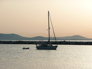 Sailboats at sunset, Greece