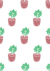 Hand drawn seamless pattern with cacti