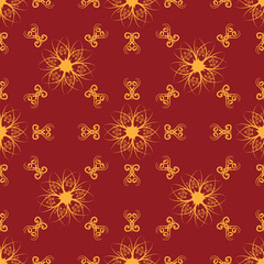 Floral ornament with abstract elements. Seamless pattern.