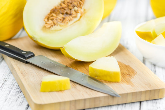 Portion of Yellow Honeydew Melon (selective focus)