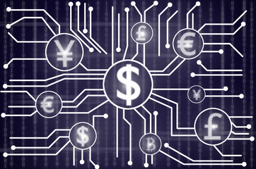 Abstract photo of FINTECH connection over the digital number on