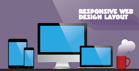 Vector mockup set for responsive web design