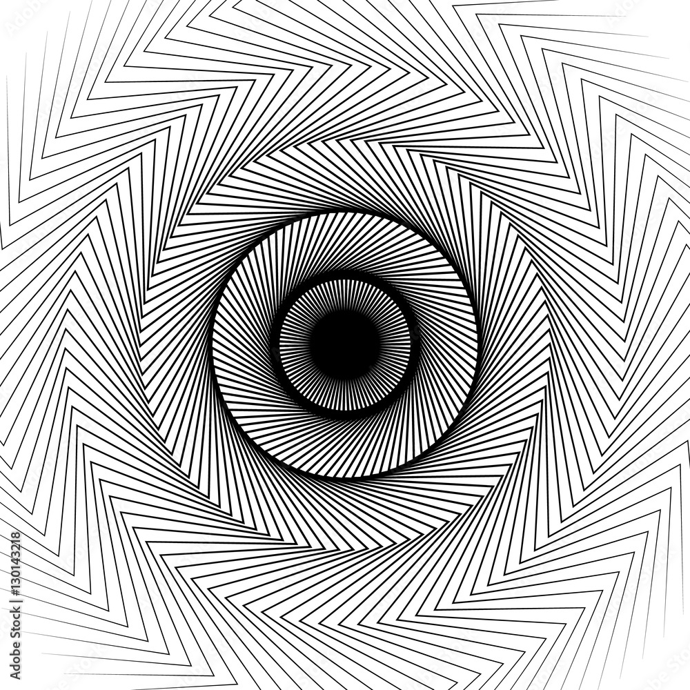 Fototapete wavy, zig-zag radial lines. abstract circular pattern
