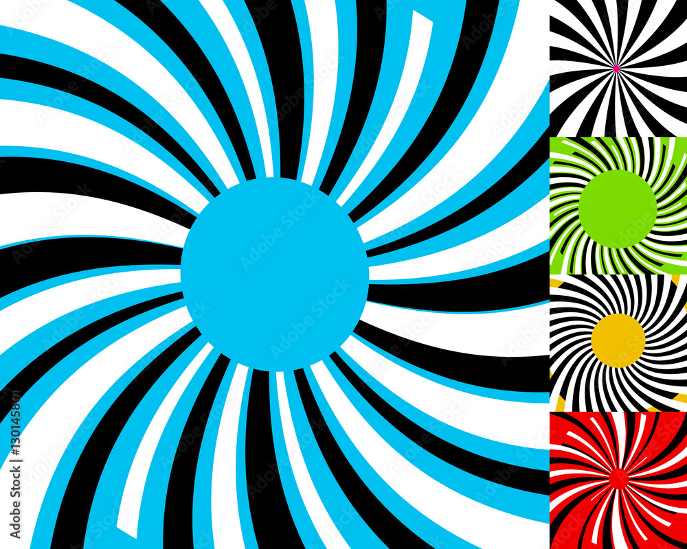 Aufkleber set of 4 radial lines background. concentric stripes pattern. ci