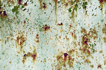 Old painted cyan rusty wall detailed texture filtered