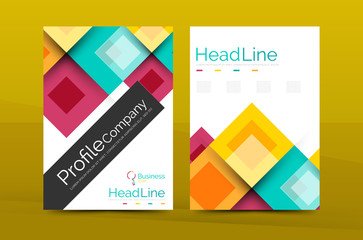 Set of front and back a4 size pages, business annual report design templates