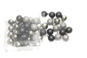 Black and silver christmas ball isolated on white background. ha