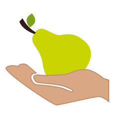 hand human with fresh fruit isolated icon vector illustration design
