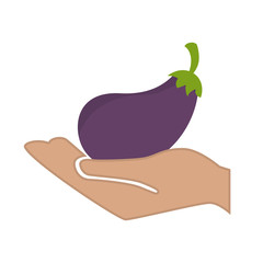 hand human with fresh vegetable isolated icon vector illustration design