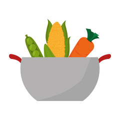 kitchen pot with healthy food isolated icon vector illustration design