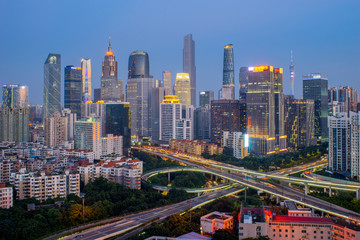 Fototapeta na wymiar Guangzhou city skyline at night