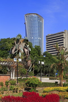 Fountain Sculpture and JKR Tower, Kuala Lumpur, Malaysia