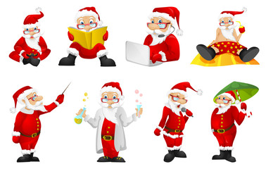 Fototapeta premium Vector set for christmas with Santa Claus.