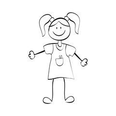 Kid girl draw icon vector illustration graphic design