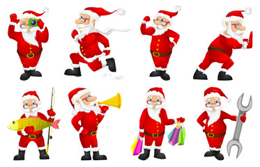 Vector set for christmas with Santa Claus.