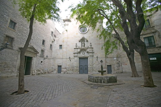 Sant Felip Neri Square, Civil War signs, Gothic Quarter, Barcelona, Catalonia, Spain