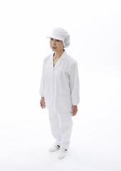 Factory worker wearing work clothing