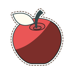 fresh fruit with cut line isolated icon vector illustration design