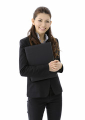 Businesswoman holding file