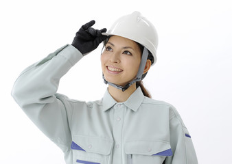 Construction worker looking up