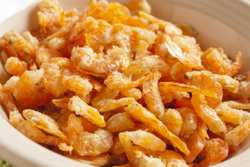 A bowl of dried shrimp, a classic Thai ingredient