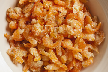A bowl of dried shrimp, a classic Thai ingredient