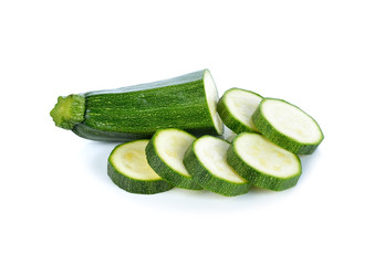 green zucchini vegetables isolated on white