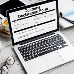 Customs Declaration Form Invoice Freight Parcel Concept - obrazy, fototapety, plakaty