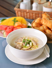 Traditional chinese porridge rice gruel in bowl